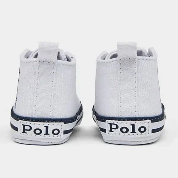 Polo Ralph Lauren Hamptyn Basketball Bear Hi Top Sneakers White Infant - Picture 5 of 6